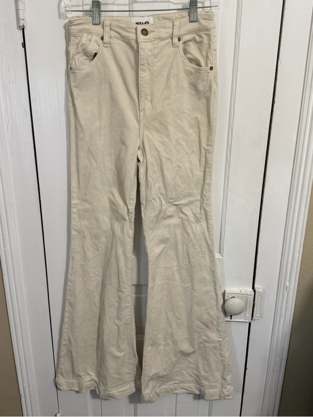 Rolla’s Eastcoast Flare High Rise Khaki Tan Corduroy Pants 28
